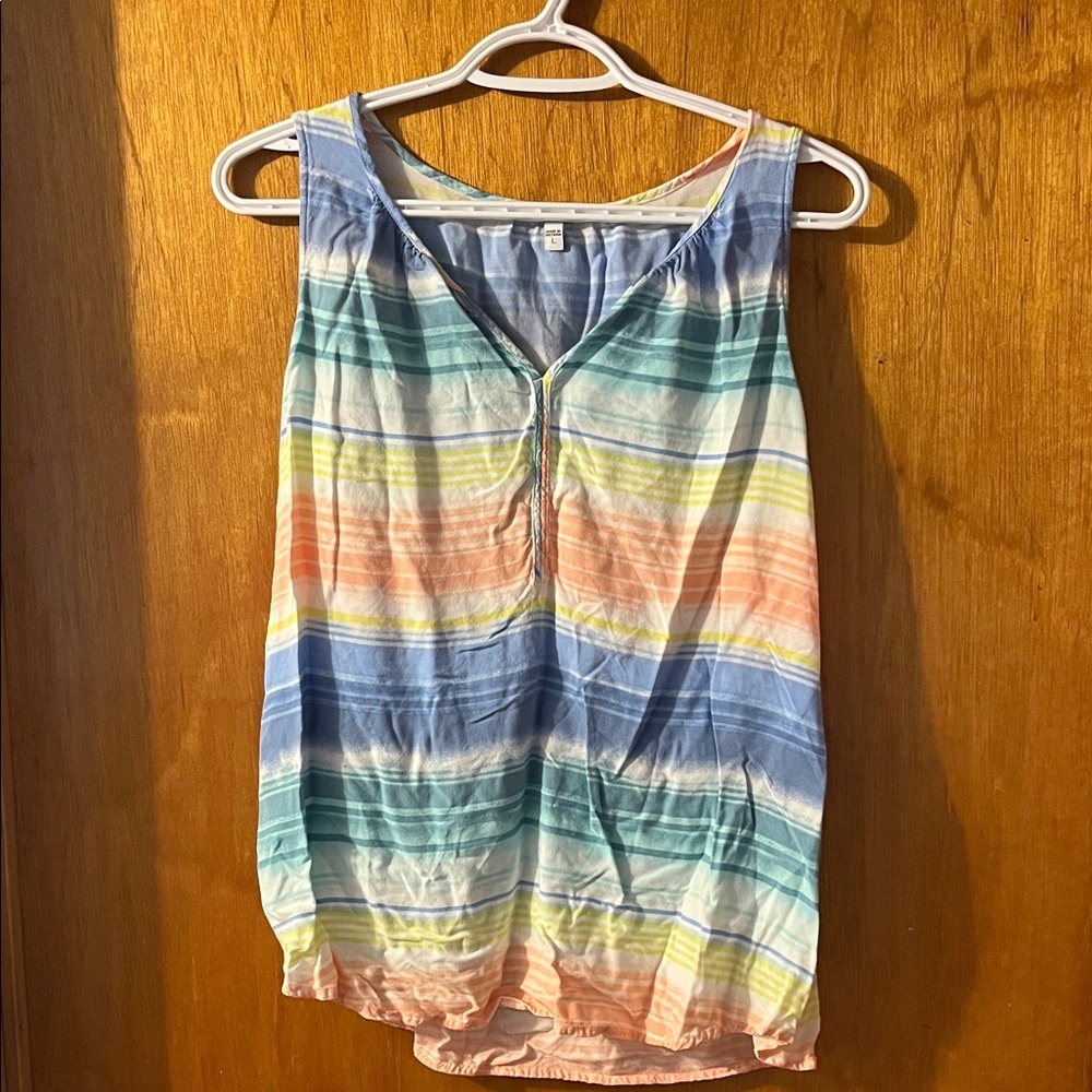 Sonoma Woman’s Multicolor Striped Scoop-Neck Tank Large